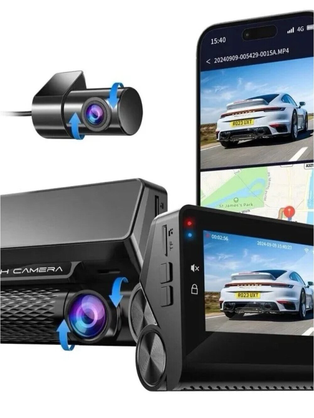 *New* Ikopo 4K Dash Cam Recorder Front and Rear 64G mini SD